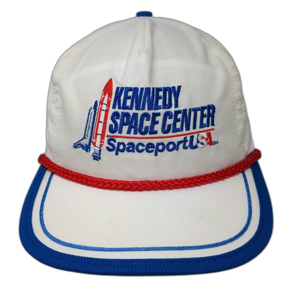 Spaceport USA Trucker White Hat Slideback Kennedy Space Center NASA FL Vintage